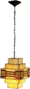 Clayre & Eef Hanglamp Tiffany 30x30x144 cm Geel Metaal Glas Hanglamp