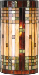 Clayre & Eef tiffany wandlamp cilinder compleet armadillo serie groen geel multi colour ijzer glas