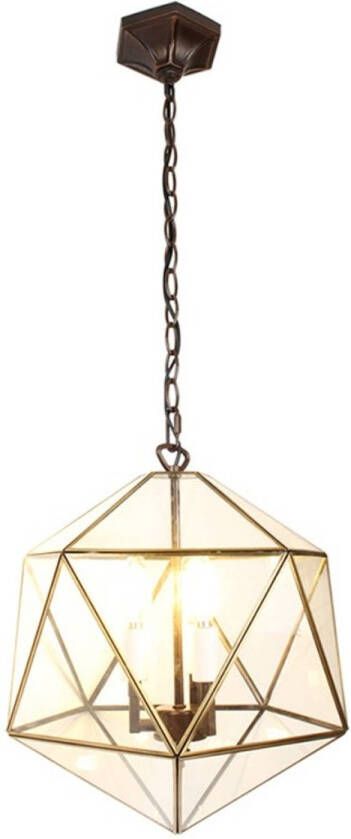 Clayre & Eef LumiLamp Hanglamp 35x35x140 cm Transparant Metaal Glas Hanglamp Eettafel Hanglampen Eetkamer Transparant Hanglamp
