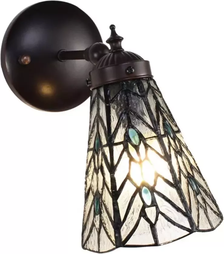 Clayre & Eef Transparente Wandlamp Tiffany 17*12*23 cm E14 max 1*40W 5LL-6208 - Foto 1
