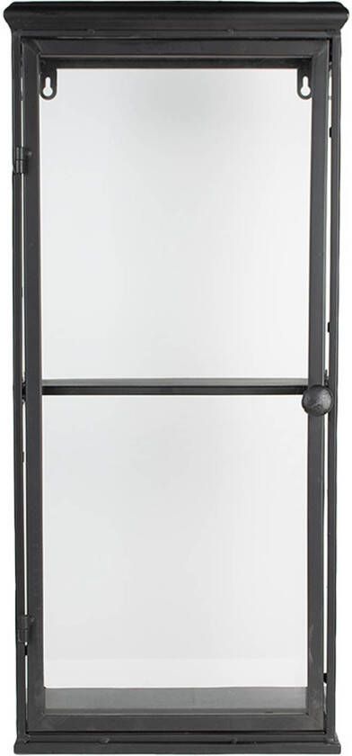 Clayre & Eef Vitrinekast 31x21x70 cm Zwart Ijzer Glas Wandkast Zwart Wandkast