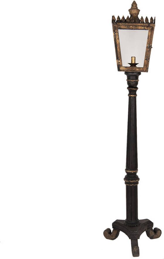 Clayre & Eef Vloerlamp 44x40x172 cm Zwart Goudkleurig Hout Ijzer Staande Lamp Zwart Staande Lamp - Foto 1