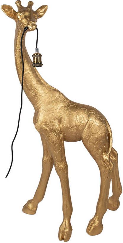 Clayre & Eef Vloerlamp Giraf 61x34x119 cm Goudkleurig Polyresin Staande Lamp Goudkleurig Staande Lamp