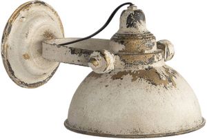 Clayre & Eef Wandlamp 30x21x18 cm Beige Bruin Ijzer Rond Muurlamp Beige Muurlamp