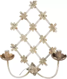 Clayre & Eef Wandlamp 43x16x55 cm Beige Goudkleurig Ijzer Muurlamp Sfeerlamp Beige Muurlamp Sfeerlamp