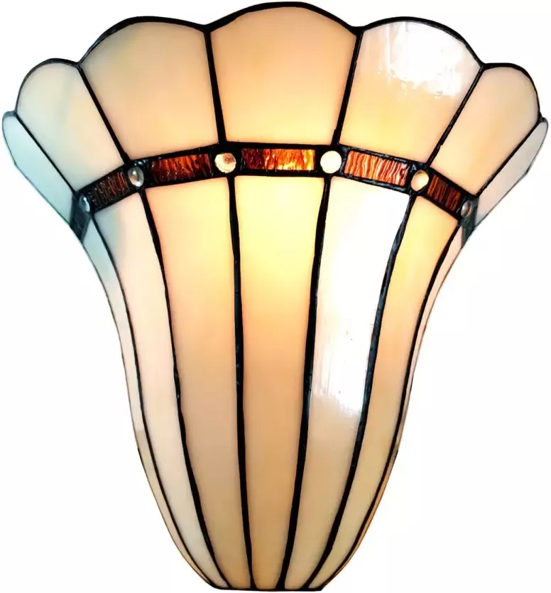 Clayre & Eef Wandlamp Tiffany 28x18x33 cm Beige Ijzer Glas Muurlamp - Foto 1