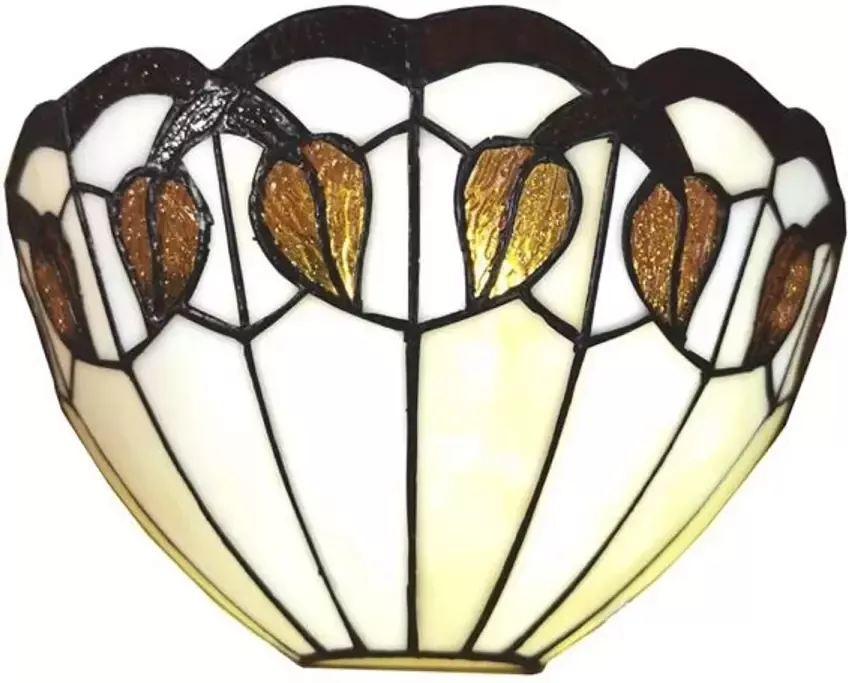 Clayre & Eef Wandlamp Tiffany 31x15x21 cm Wit Glas Muurlamp Sfeerlamp - Foto 1