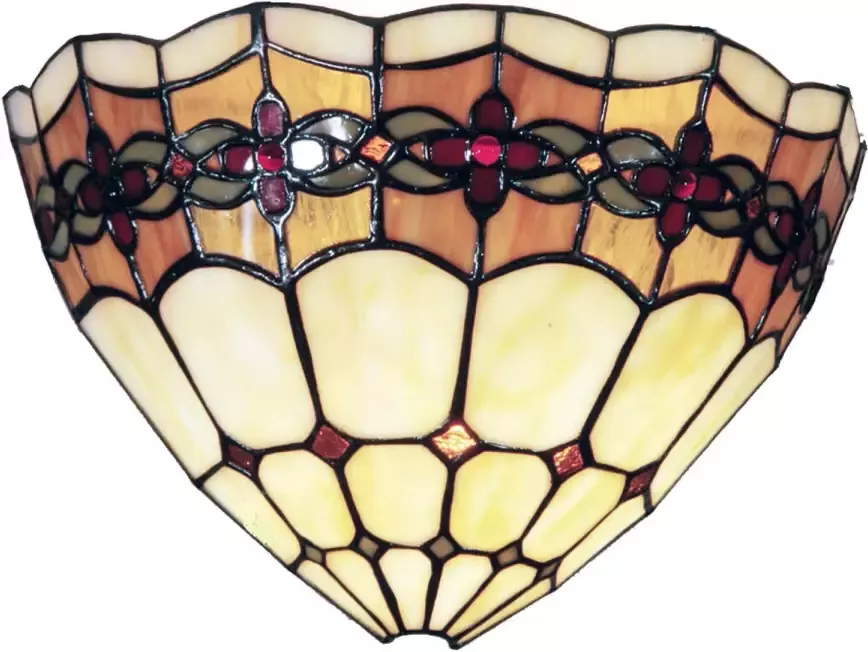 Clayre & Eef wandlamp tiffany compleet 30x14x20 cm 1x e14 max 40w. oranje multi colour ijzer glas - Foto 1