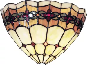 Clayre & Eef Wandlamp Tiffany Compleet 30x14x20 Cm 1x E14 Max 40w. Oranje Multi Colour Ijzer Glas