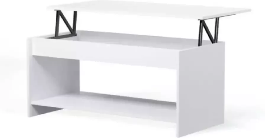 Merkloos HAPPY Hedendaagse matte witte salontafel L 100 x B 50 cm