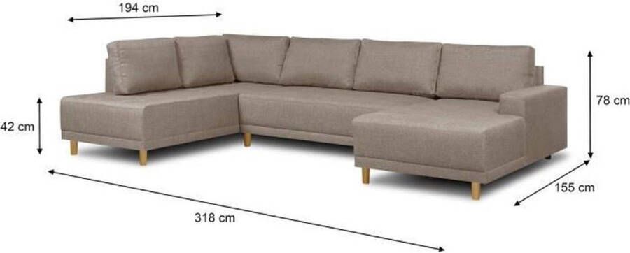 Cstore Jakob Convertible Panoramic Corner Sofa 7 Places Beige Scandinavian L318 x H78 x P194 cm