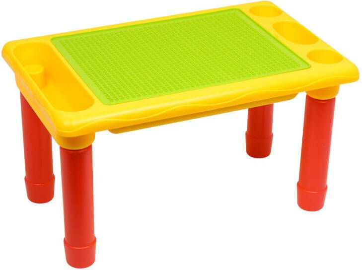 Decopatent Kindertafel Bouwtafel Speeltafel met bouwplaat (Voor Lego blokken) en vlakke kant 4 Vakken Met 310 Bouwstenen