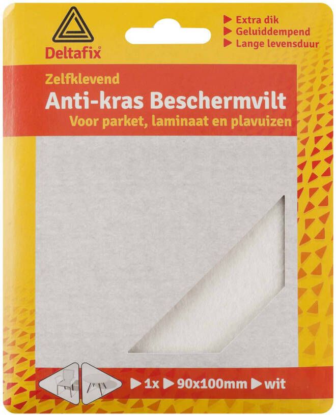 Deltafix Anti-krasvilt 1x knipvel wit 90 x 100 mm rechthoek zelfklevend Meubelviltjes