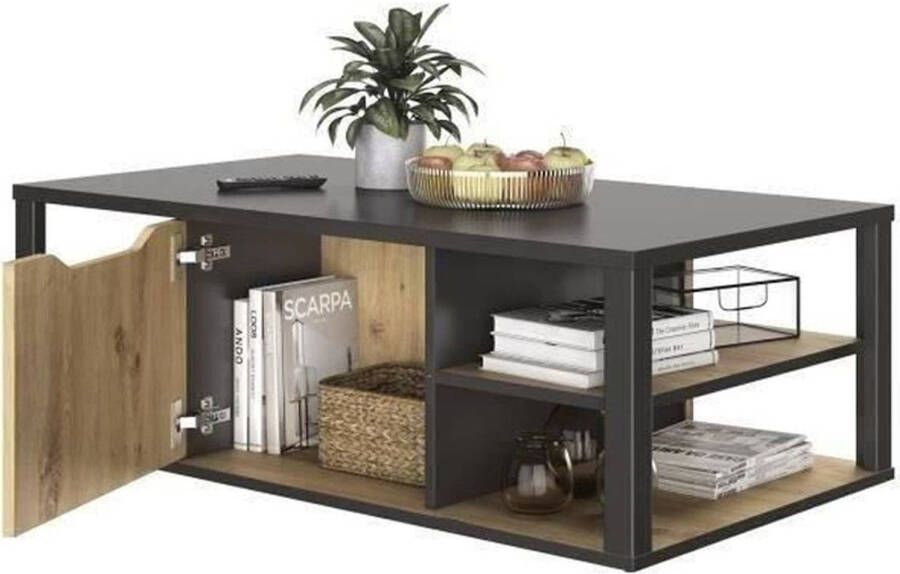 Diagone EMOB Salontafel Butch 110x60cm eik decor zwart Gautier Rechthoekige salontafels Bruin; Zwart Spaanplaat Rechthoekige salontafels Op voorraad