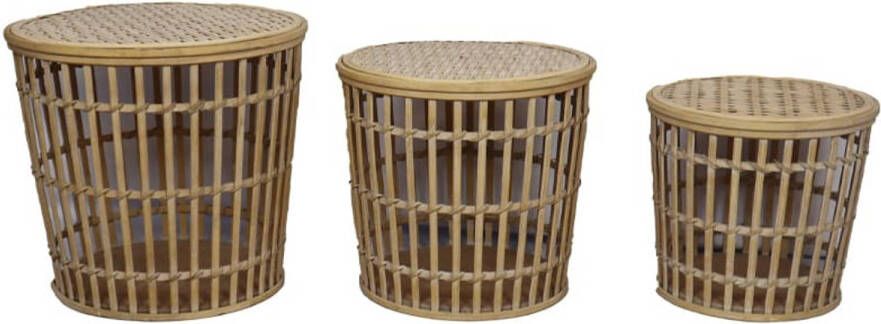 Dijk Natural Collections DKNC Bijzettafel hout 38x34cm Set van 3 Natuurlijk