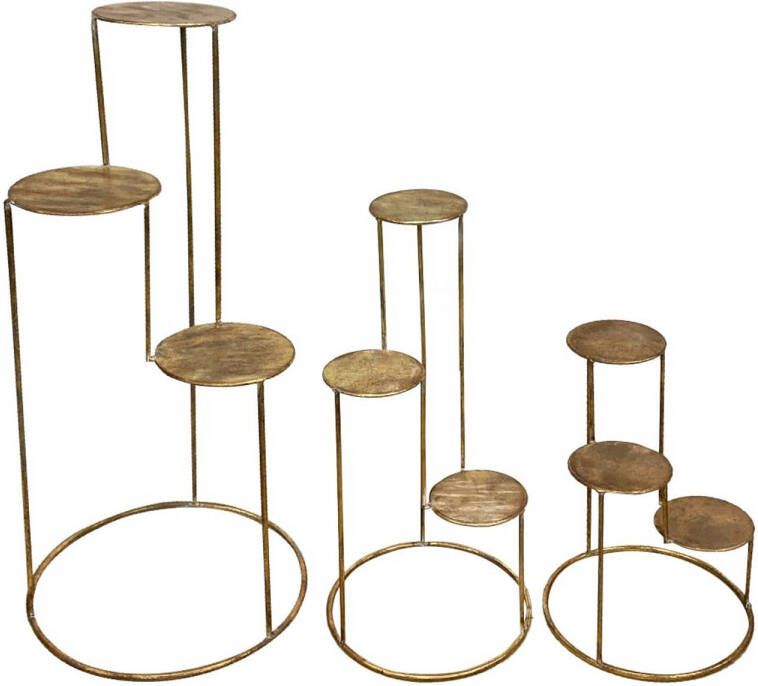 Dijk Natural Collections DKNC Bijzettafel Durango Metaal 37.5x37.5x78cm Set van 3 Goud