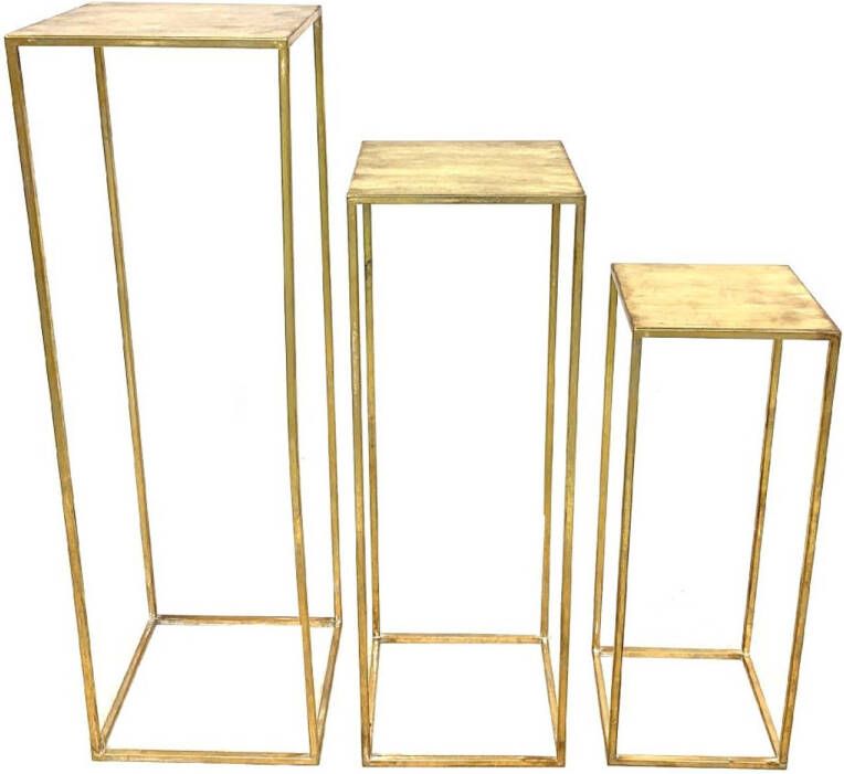 Dijk Natural Collections DKNC Bijzettafel Bruges Metaal 37x37x117cm Set van 3 Goud