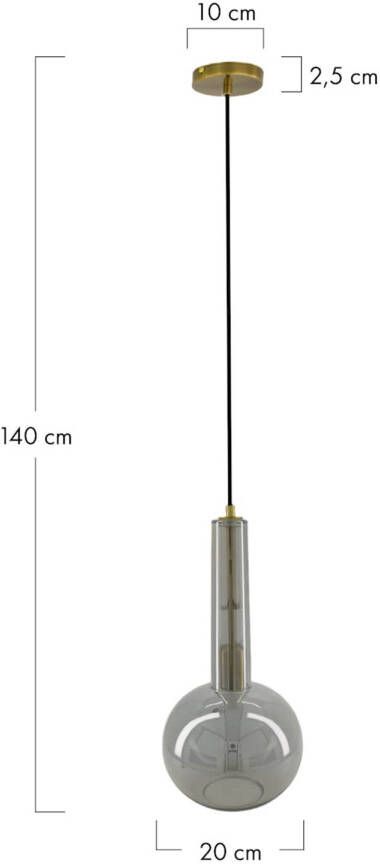 Dijk Natural Collections DKNC Hanglamp glas 20x20x40cm Grijs