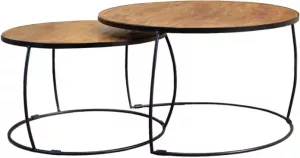 Dimehouse Bijzettafel Industrieel Alec Ø80 58 Cm Mangohout