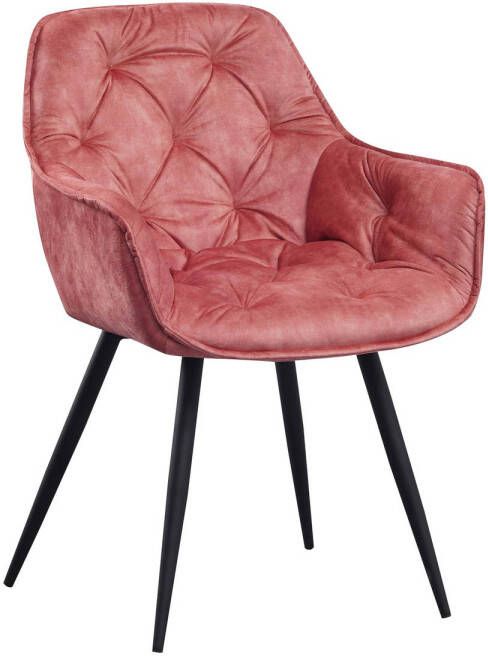 Dimehouse Eetkamerstoel met armleuning Audrey velvet roze
