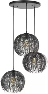 Dimehouse Hanglamp Bernice Getrapt Metaal Zwart Zilver 3-lichts