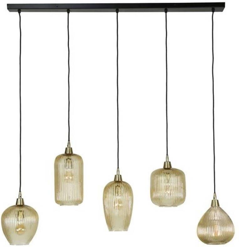 Dimehouse Hanglamp Ella glas amber rond 5-lichts
