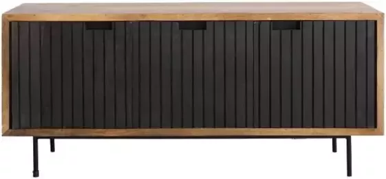 Dimehouse Industrieel TV-meubel Felix 3-deurs zwart mangohout - Foto 1