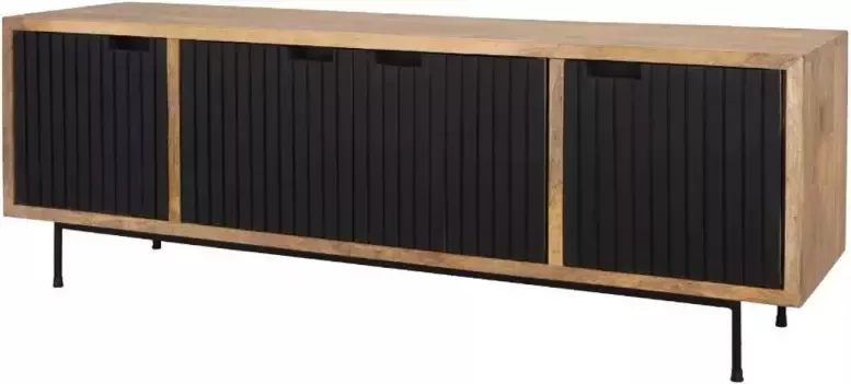 Dimehouse Industrieel TV-meubel Felix 4-deurs zwart mangohout