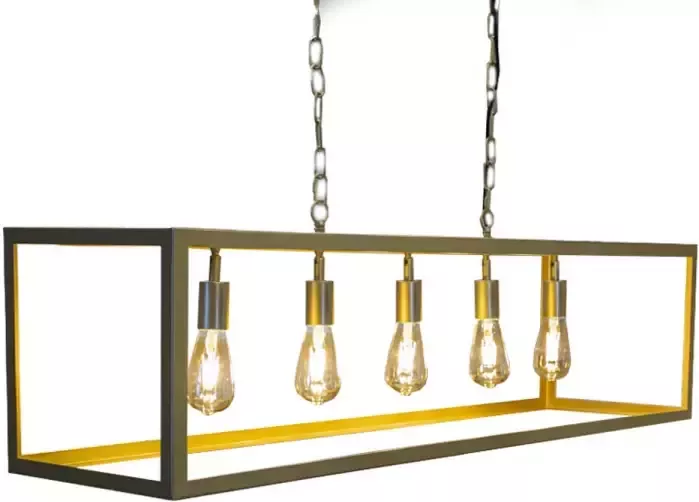 Dimehouse Industriële hanglamp Aiden 5-lichts goud - Foto 1