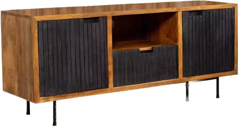 Dimehouse Industrieel tv-meubel Felix 2-deurs zwart mangohout - Foto 1