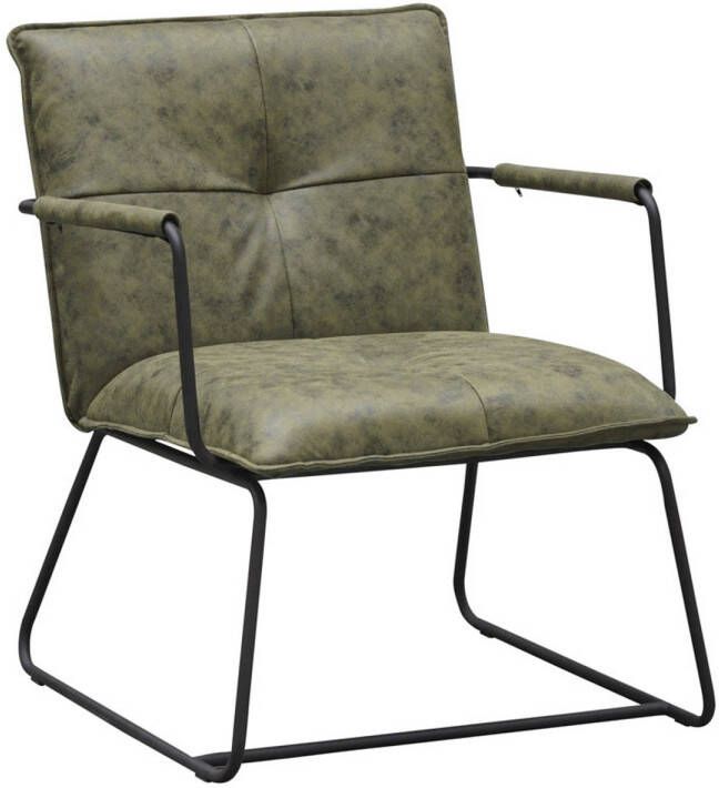 Dimehouse Industriële fauteuil Hailey groen ecoleder