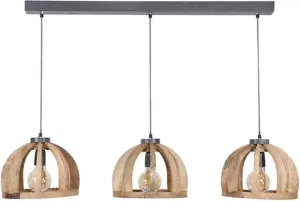 Dimehouse Industriële Hanglamp Madri 3-lichts Mangohout Gebogen
