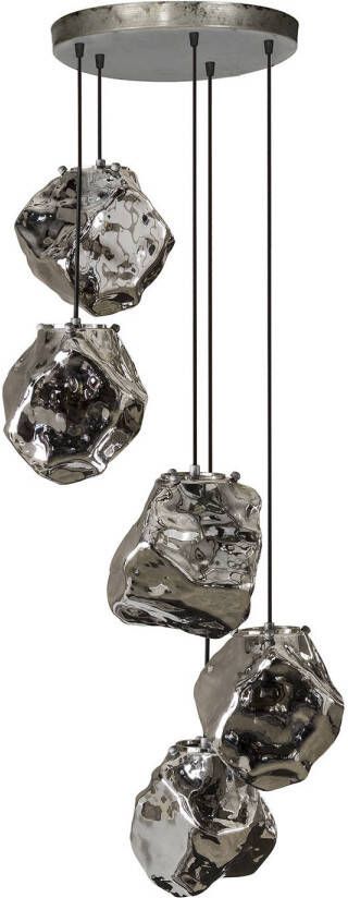 Dimehouse Industriële hanglamp Rocks getrapt 5-lichts chrome glas - Foto 1