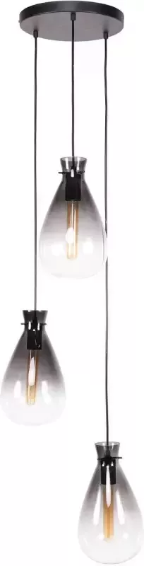 Dimehouse Industriële Hanglamp Veronica Smokey Glass 3-Lichts Getrapt - Foto 1