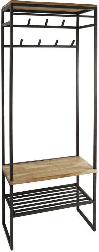 Dimehouse Kapstok industrieel Karl acaciahout metaal 8 haken