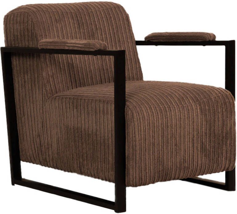 Dimehouse Moderne Fauteuil Madeline Ribstof bruin - Foto 1