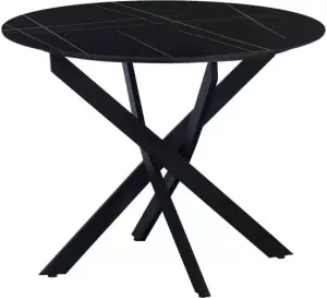 Dimehouse Ronde Eettafel Vivian Ø100 Marmerlook Zwart Spinpoot