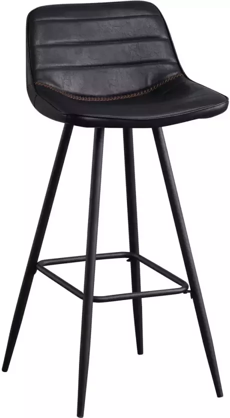Dimehouse Barkrukken Set van 2 Zwart Kunstleer Industrieel Geschikt voor Bar(tafel) hoogte Zithoogte 76 cm Barstoelen met rugleuning Niet in hoogte verstelbaar Jack serie - Foto 1