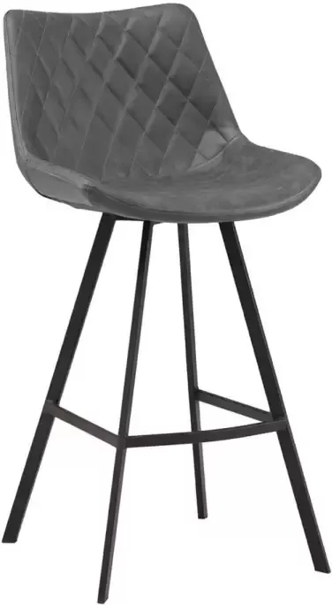 Dimehouse Barkrukken Set van 2 Antraciet Kunstleer Industrieel Geschikt voor Keuken(blad) hoogte Zithoogte 70 cm Barstoelen met rugleuning Niet in hoogte verstelbaar Juno serie - Foto 1