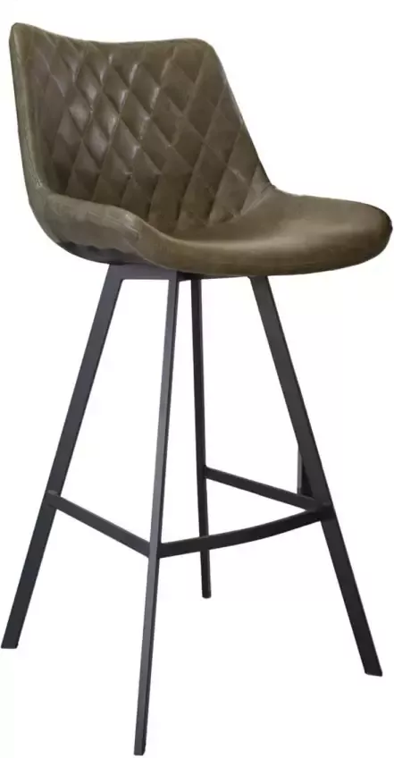 Dimehouse Barkrukken Set van 2 Groen Kunstleer Industrieel Geschikt voor Keuken(blad) hoogte Zithoogte 70 cm Barstoelen met rugleuning Niet in hoogte verstelbaar Juno serie