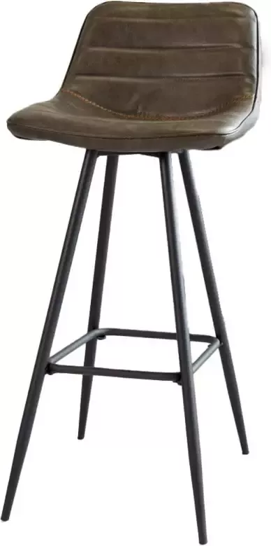 Dimehouse Barkrukken Set van 2 Groen Stof Industrieel Geschikt voor Bar(tafel) hoogte Zithoogte 76 cm Barstoelen met rugleuning Niet in hoogte verstelbaar Kenton serie