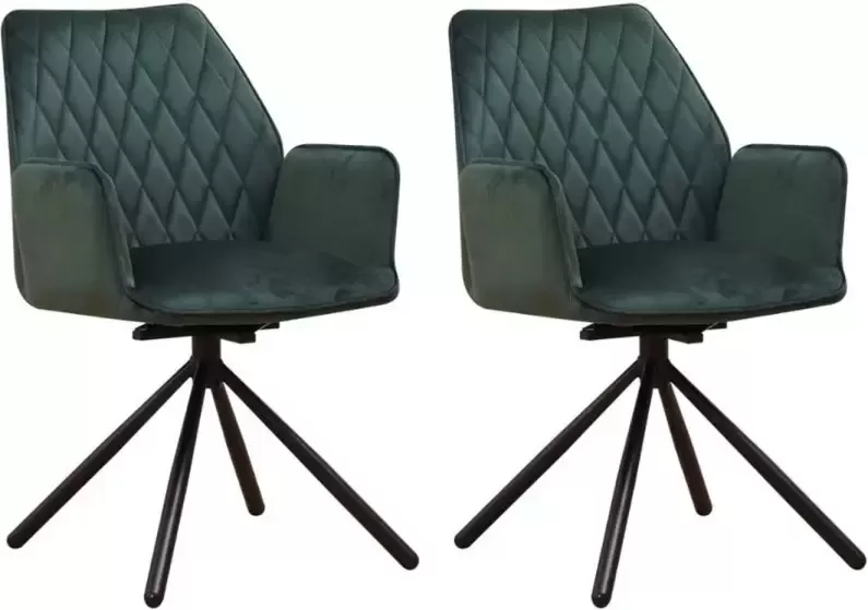 Dimehouse Set van 2 eetkamerstoelen Novan velvet groen
