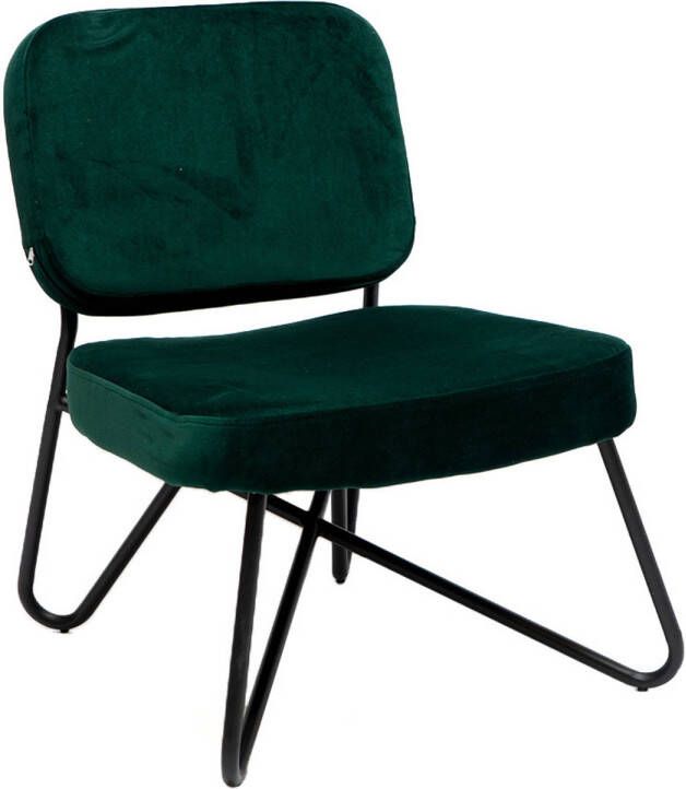 Bronx71 Fauteuil velvet Julia donkergroen Zetel 1 persoons Relaxstoel Kleine fauteuil groen
