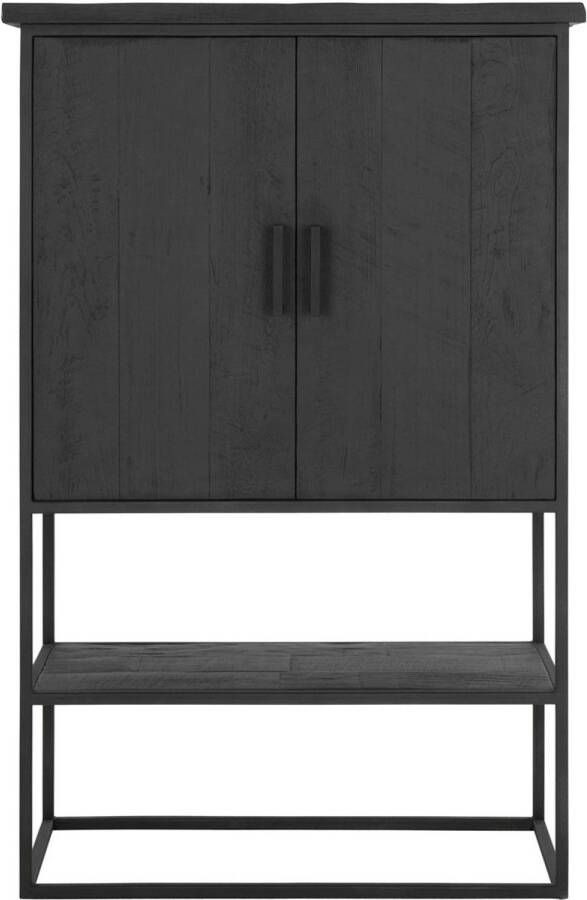 DTP Home Cabinet Beam small 2 doors open rack BLACK 140x90x40 cm recycled teakwood
