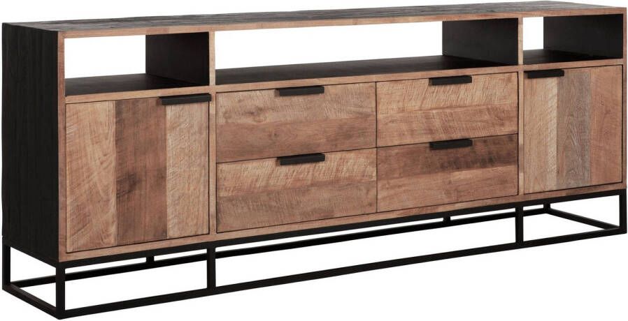 DTP Home TV stand Cosmo No.3 high 2 doors 4 drawers 3 open racks 75x200x40 cm recycled teakwood