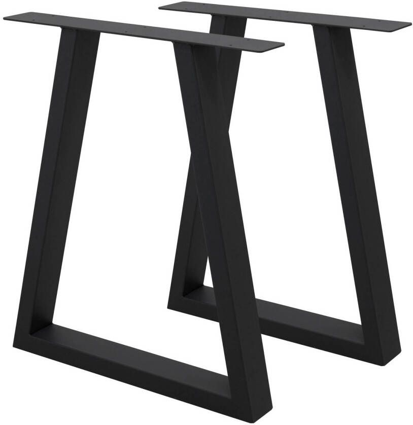 ECD Germany 2 stuks tafelpoten 60 x 72 cm zwart gepoedercoat staal - Foto 1