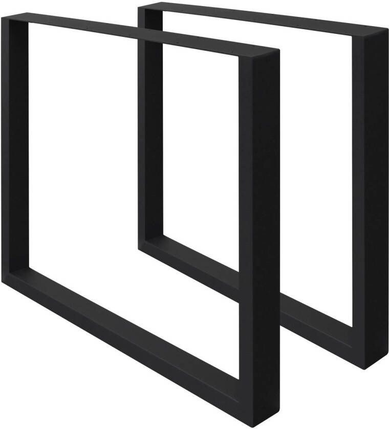 ECD Germany 2 stuks tafelpoten 70 x 72 cm zwart gepoedercoat staal