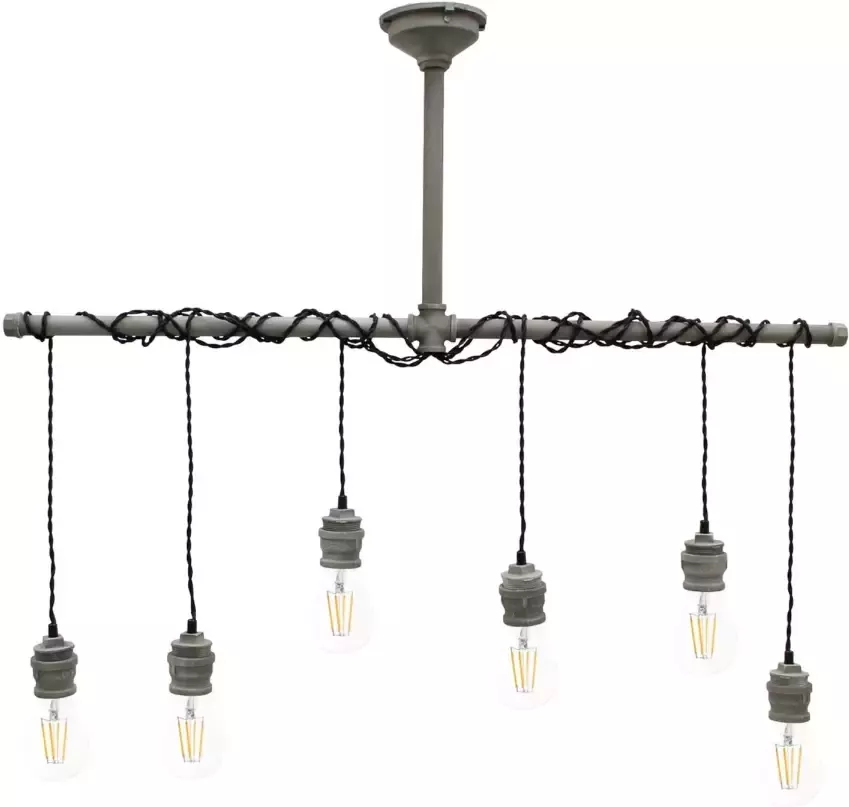 Lumineo ijzeren Hanglamp Industriële Hanglamp Hanglampen Eetkamer Industrieel -108cm breed Grijs - Foto 2