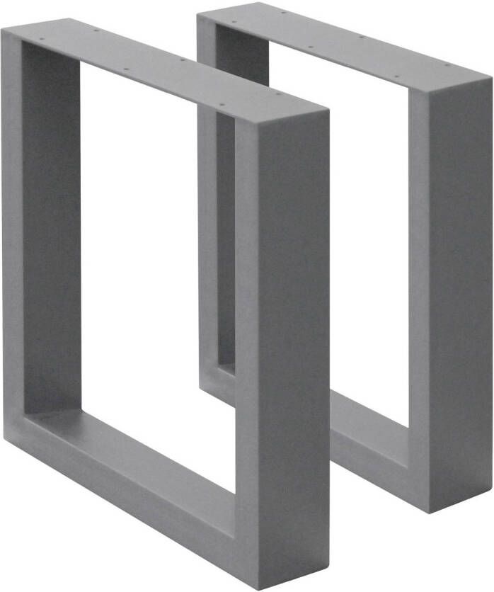 ECD Germany Set van 2 tafelpoten grijs 40x43 cm gepoedercoat staal