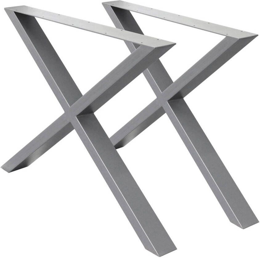 ECD Germany Set van 2 tafelpoten X-Design grijs 60x72 cm gepoedercoat staal